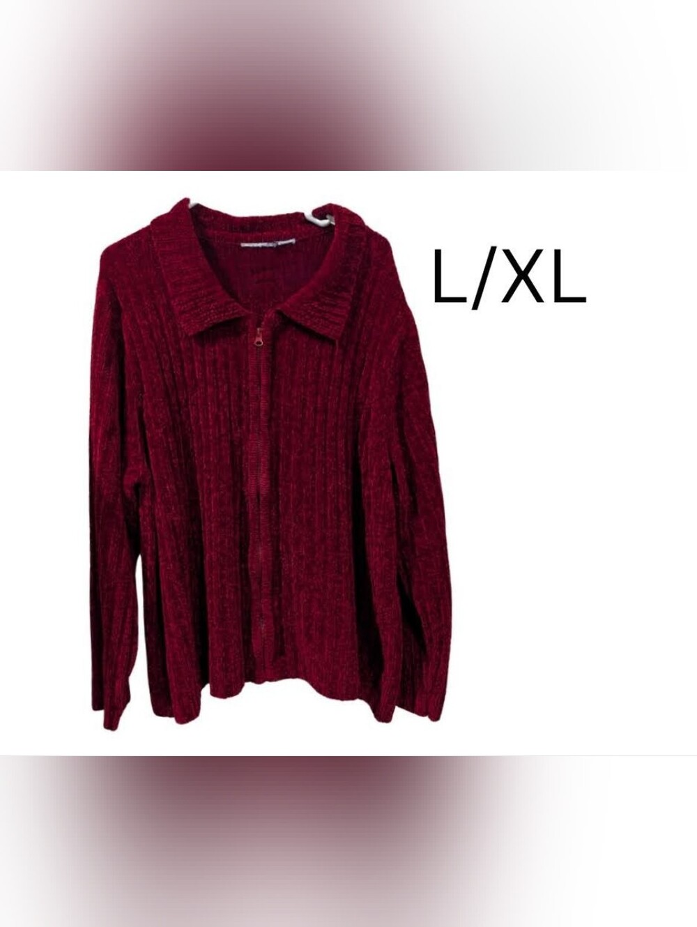 Cozy Ribbed Zip-Front Women's Sweater Jacket - Deep Burgundy